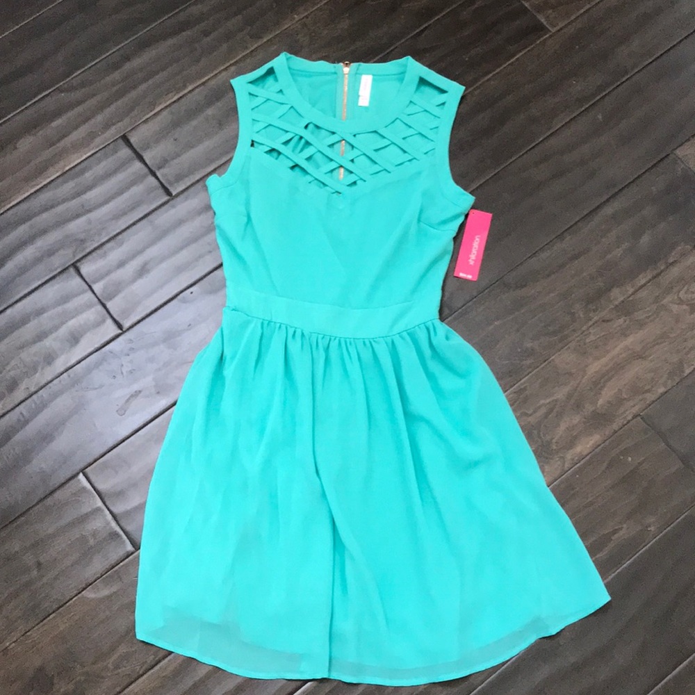 Xhilaration teal flowy strapped dress